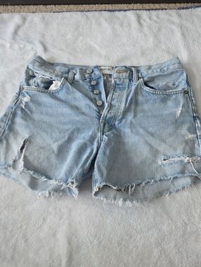 Agolde Light Wash Distressed Denim Cutoff Shorts